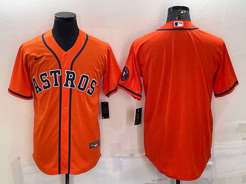 Men%27s Houston Astros Blank Orange With Patch Stitched MLB Cool Base Nike Jersey